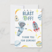 Astronaut Space Birthday Party Bedankkaart (Voorkant)