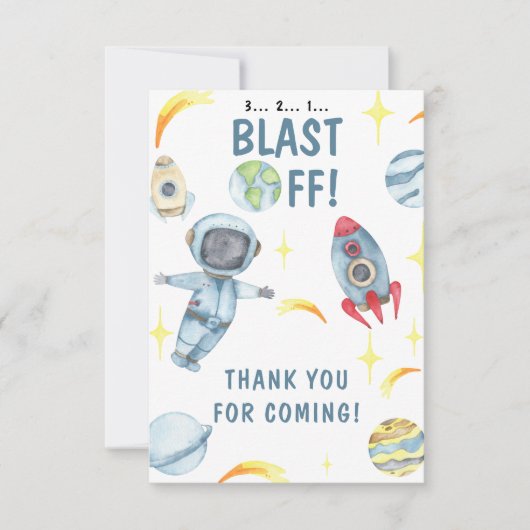 Astronaut Space Birthday Party Bedankkaart (Voorkant)