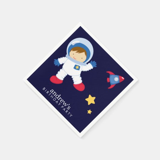 Astronaut Space Birthday Party - Gepersonaliseerd Servetten (Hoek)