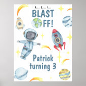 Astronaut Space Birthday Party Poster (Voorkant)