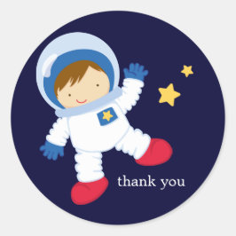 Astronaut Space Birthday Party Ronde Sticker