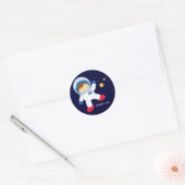 Astronaut Space Birthday Party Ronde Sticker (Envelop)