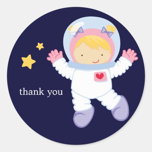 Astronaut Space Birthday Party Ronde Sticker (Voorkant)
