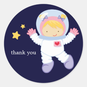Astronaut Space Birthday Party Ronde Sticker