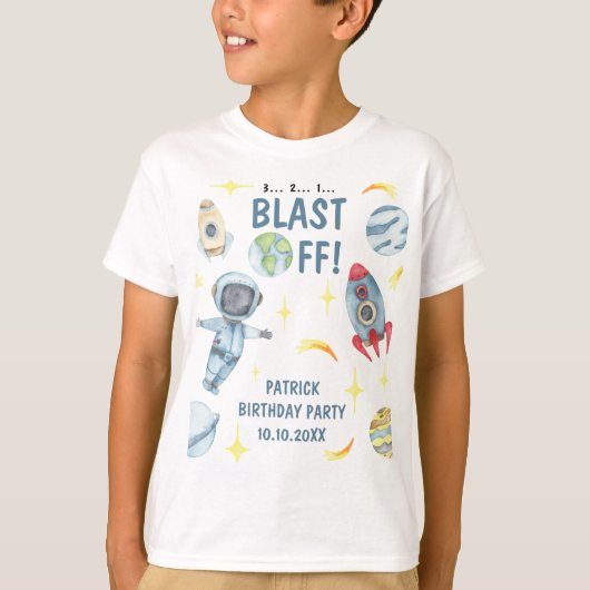 Astronaut Space Birthday Party T-shirt (Voorkant)