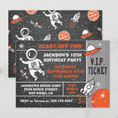 Astronaut Space Birthday Party Ticket-uitnodiging Kaart (Voorkant / Achterkant)