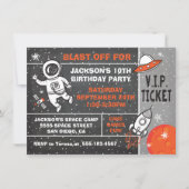 Astronaut Space Birthday Party Ticket-uitnodiging Kaart (Voorkant)