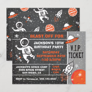 Astronaut Space Birthday Party Ticket-uitnodiging Kaart