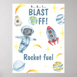 Astronaut Space Birthday Rocket brandstof Poster