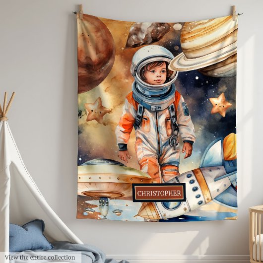 Astronaut Space Blanket Planets Galaxy Beste Cadea Fleece Deken