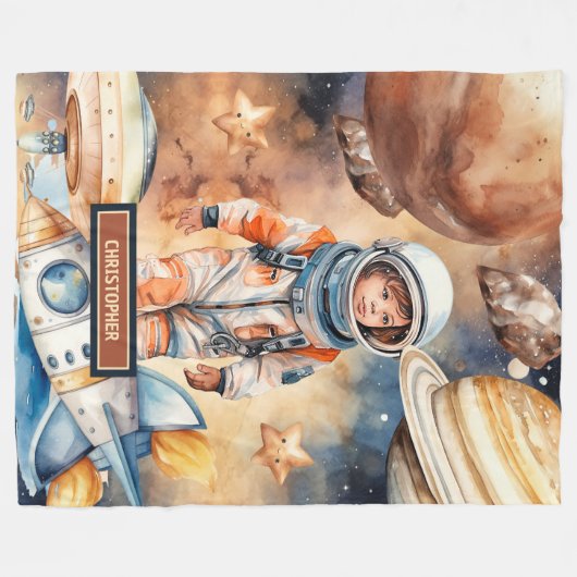 Astronaut Space Blanket Planets Galaxy Beste Cadea Fleece Deken (Voorkant (Horizontaal))