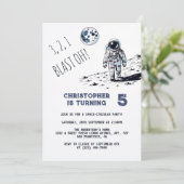 Astronaut Space Blast van elke leeftijd verjaardag Kaart (Staand voorkant)