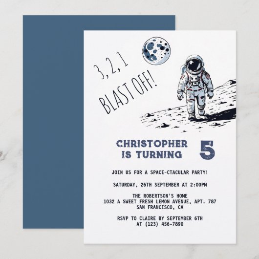 Astronaut Space Blast van elke leeftijd verjaardag Kaart (Voorkant / Achterkant)