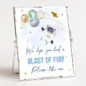 Astronaut Space Blue Gold Blast of Fun Favor Sign Poster
