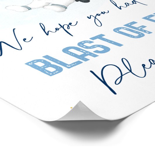 Astronaut Space Blue Gold Blast of Fun Favor Sign Poster (Hoek)