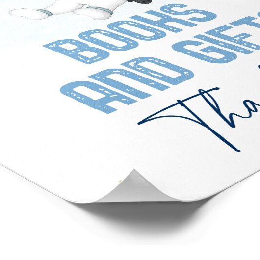 Astronaut Space Blue Gold Books & Gifts Sign Poster (Hoek)