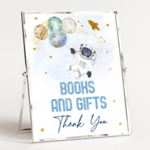 Astronaut Space Blue Gold Books & Gifts Sign Poster