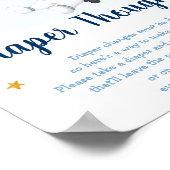 Astronaut Space Blue Gold Diaper Gedachtebord Poster (Hoek)