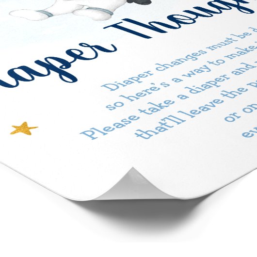 Astronaut Space Blue Gold Diaper Gedachtebord Poster (Hoek)