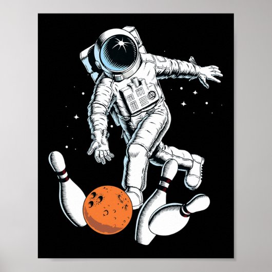 Astronaut Space Bowling Cool Astronaut Bowling Lov Poster (Voorkant)