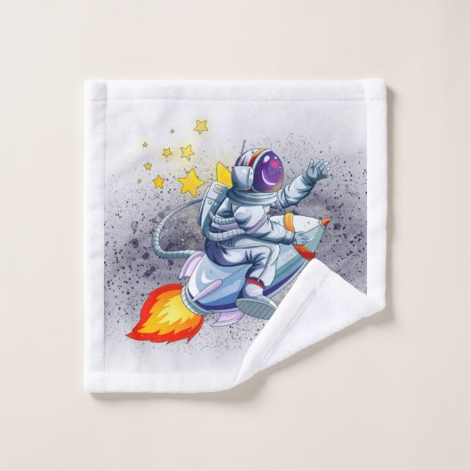 Astronaut Space Boy's Custom Bad Handdoek (Wasdoekje)