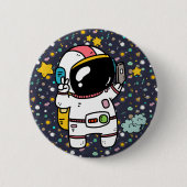 astronaut space Cartoon Ronde Button 5,7 Cm (Voorkant)