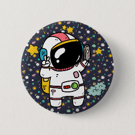 astronaut space Cartoon Ronde Button 5,7 Cm