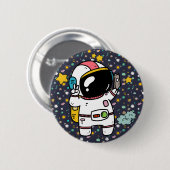 astronaut space Cartoon Ronde Button 5,7 Cm (Voorkant /achterkant)
