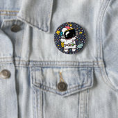 astronaut space Cartoon Ronde Button 5,7 Cm (In situ)