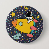 astronaut space Cartoon Ronde Button 7,6 Cm (Voorkant)