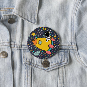 astronaut space Cartoon Ronde Button 7,6 Cm