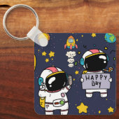 astronaut space Cartoon Sleutelhanger (Voorkant)
