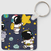 astronaut space Cartoon Sleutelhanger (Achterkant)