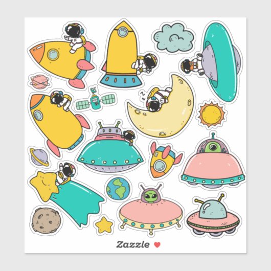 astronaut space Cartoon Sticker (Vel)