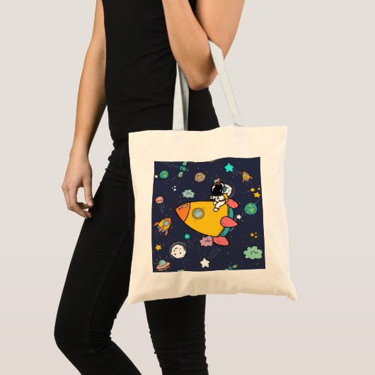 astronaut space Cartoon Tote Bag (Voorkant (product))
