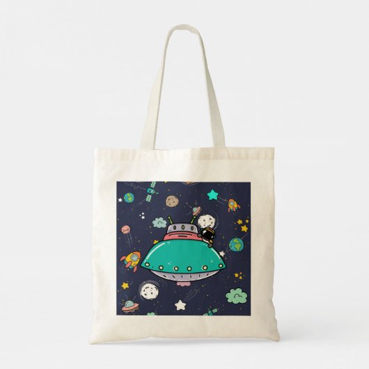 astronaut space Cartoon Tote Bag (Achterkant)