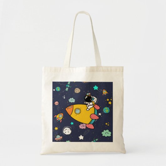 astronaut space Cartoon Tote Bag (Voorkant)