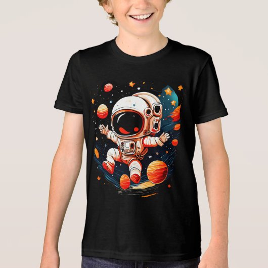 astronaut space Cartoon Tri-Blend Shirt (Voorkant)