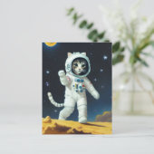 Astronaut space cat briefkaart (Staand voorkant)