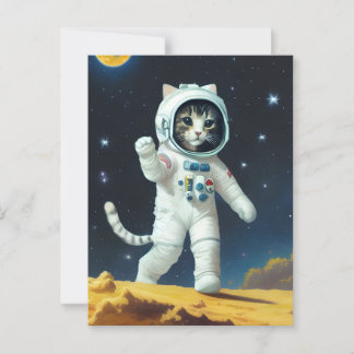 Astronaut space cat briefkaart
