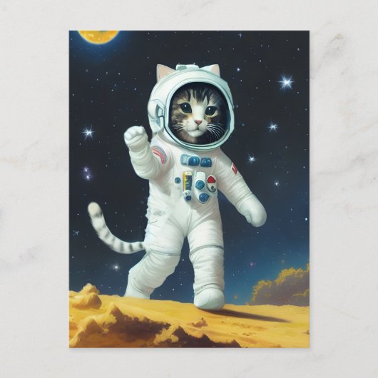 Astronaut space cat briefkaart (Voorkant)