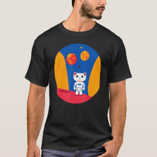 Astronaut Space Cat Expling planets Science T-shirt