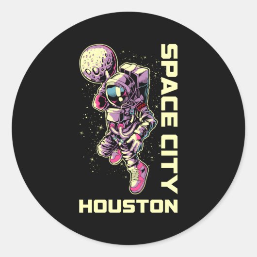 Astronaut Space City Dunk Houston Texas Ronde Sticker (Voorkant)