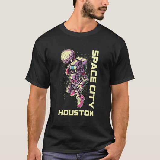 Astronaut Space City Dunk Houston Texas T-shirt (Voorkant)