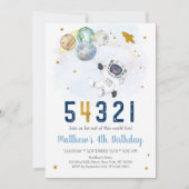 Astronaut Space Coundown 4th Birthday Kaart (Voorkant)