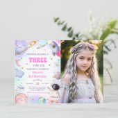 Astronaut Space Countdown 3e verjaardag maan Foto Kaart (Staand voorkant)