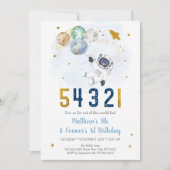 Astronaut Space Countdown gezamenlijke verjaardag Kaart (Voorkant)