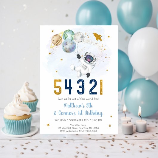 Astronaut Space Countdown gezamenlijke verjaardag Kaart