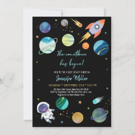 Astronaut Space Counterdown is Baby shower begonne Kaart