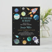 Astronaut Space Counterdown is Baby shower begonne Kaart (Staand voorkant)